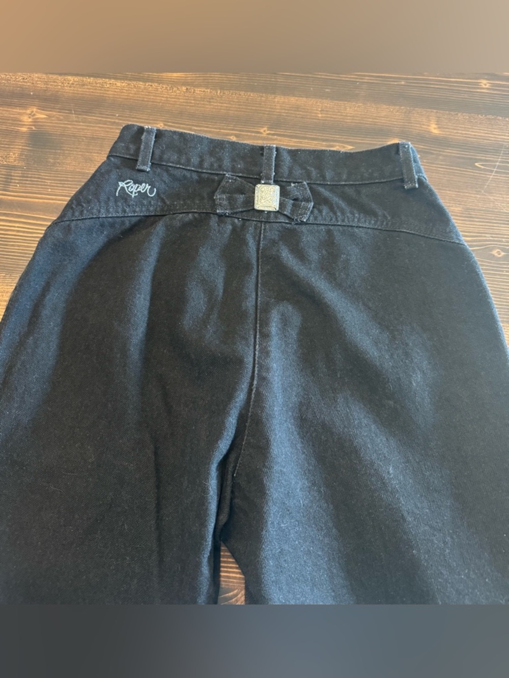 Vintage Roper Women's Black Straight Leg Jeans with Bow Detail Size 5/6